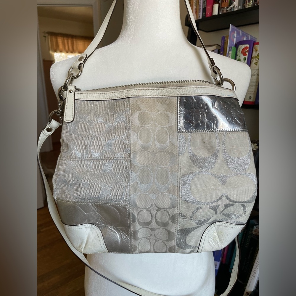 Coach C white fabric bag